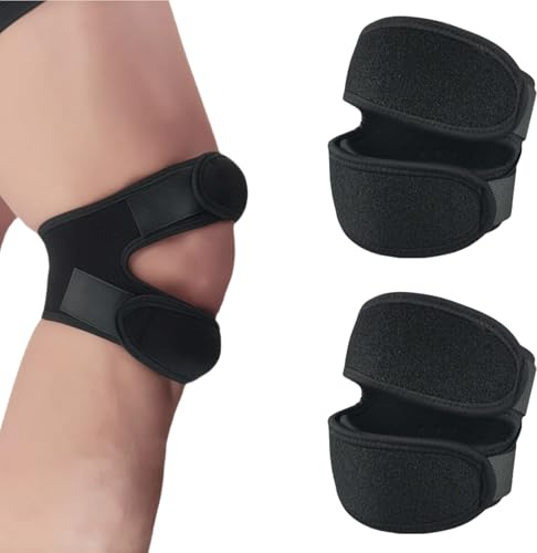 LUMOOM Rodillera ajustable, estabilizador de rodilla como vendaje de rodilla y pinza para la rodilla con cierre de , vendaje ortopédico para el tendón rotuliano, apto para deportes (negro)