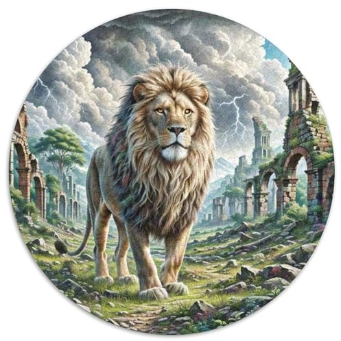 Löwen Puzzle 1000 Teile Rund Fur Erwachsene Und Kinder Wildtiere Legespiel Geschicklichkeitsspiel Geschenk Fordernd Kleinkinder 1000pcs (67.5x67.5cm)