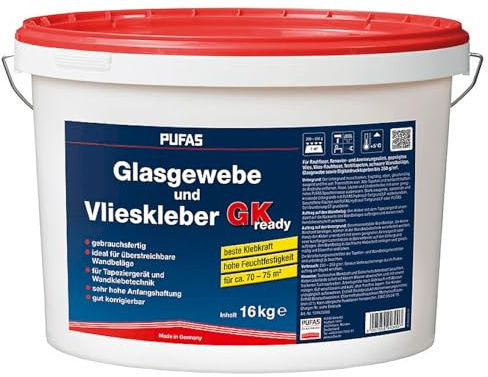 Glasgewebe- + Vlieskleber GK ready PUFAS Gebrauchsfertig Tapeten 16 kg