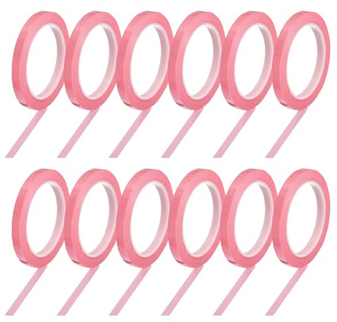 PATIKIL 12 Rollos De Cinta, 0.4 x216ft Cinta De Identificación Para Instrumentos De Color PET Adhesiva Resistente A Alta Temperatura, Rosa