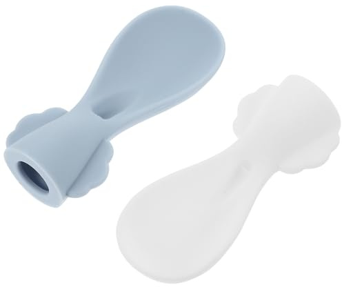 BAZEITFLOW 2 Stück pack Silikon Babylöffelaufsatz für Quetschbeutel Weicher Trainingslöffel mit Ergonomischem Design Frei für Babypüree und Feste Fütterung