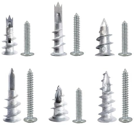 Xiedeai Lot de 20 chevilles robustes 14 x 38 mm pour plaques de plâtre et murs creux avec vis – Ancrage autoperceuses pour cloison sèche pour une suspension sûre, une forte force de maintien et une