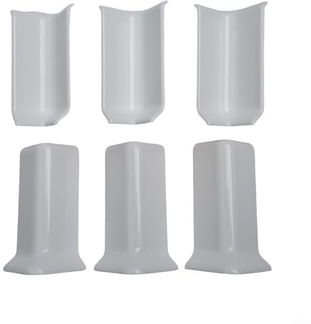 Baseboard Corner Blocks 6-Pack for 8cm Wall Base Trim, 3 Inside and 3 Outside Corners Connector, ABS Decorative Skirting Covers for Home Improvement, White Grey(M White)