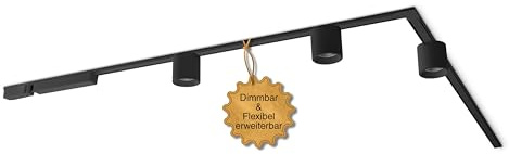 MNK_solution LED Schienensystem Decke Komplettset 3 Deckenspots Schwarz | Zigbee dimmbar – Deckenlampe für Wohnzimmer, Küche, Esszimmer – moderne Deckenleuchte – Lichtschienensystem – Deckenstrahler