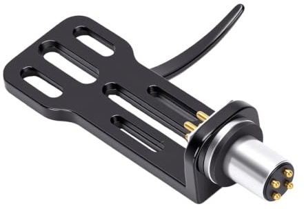 Bewinner Cabezal de Tocadiscos Universal, Cabezal de Cartucho de Fono de Metal con Elevación de Dedo, Cables y Accesorios de Montaje, Compatible con Tocadiscos DJ SL 1200 1210 D5 1600 (BLACK)