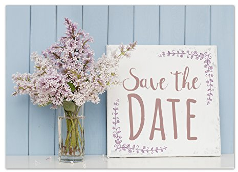 Einladungskarten Manufaktur Hamburg 10 x Save the Date Karten mit Umschlag/Blumenstrauß vor Schild/neutral/Party/Geburtstag/Jubiläum/Einladung/Verkündung