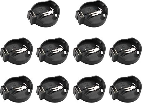 HALJIA 10 Stück tragbare 3 V CR2032 CR2025 General Coin Button Cell Batterie Adapter Clip Socket Halter Container Box Case Schwarz