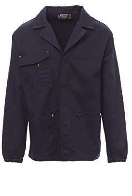PAYPER Wing Giacca Uomo Donna da Lavoro a Collo Aperto 100% Cotone Chiusura con Bottoni Tasca Porta Smartphone Badge Penna Blu Navy