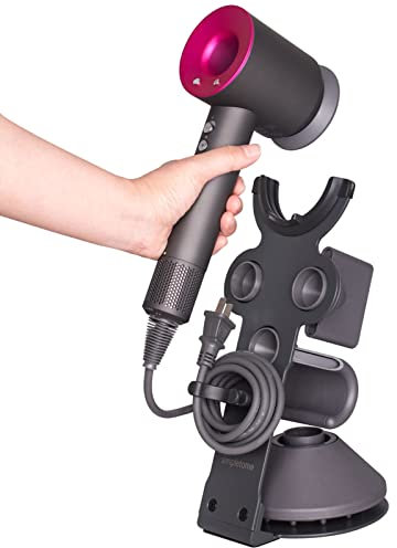simpletome Hair Dryer Holder Stand for Dyson Supersonic Hairdryer Heavy Alloy Steel Stand Base + Piano Painting Surface (Grey)