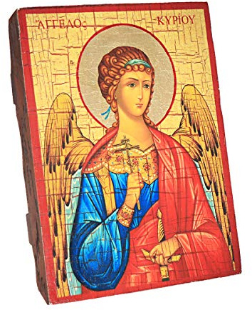 NKlaus Ángel de la Guarda, icono cristiano de madera 16x12,5cm hecho a mano Ángel Hranitel 37029 | Hecho a mano; 16 x 12,5 x 2,7 cm