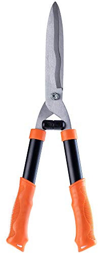 Terrimatore di siepi Kadax, forbici arbusti, lunghezza: 53 cm, cesoie da giardino manuali per taglio arbusti, lame in acciaio di alta qualità, onde, rivestiti antiaderenti, nero/arancione