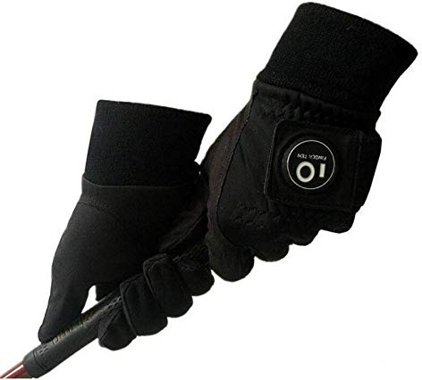 Mens Golf Gloves Winter for Left and Right Hand with 1 Pc Ball Marker Value Pair, Thermal Glove Warm Grip Windproof Waterproof lightweight for Sport Outdoor Ski (Black, M)