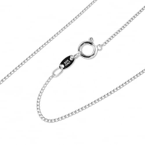 SilverAmber Jewellery UK - 925 Sterling Silver 24 Inch Delicate Italian Curbs - 0.52 mm Thin Chain Necklace - GCH00524