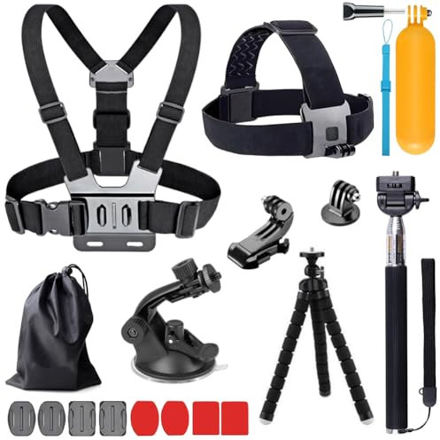 YEHOLDING 13 in 1 Accessories for Gopro,Action Camera Accessory Kit Compatible with GoPro Hero 13 12 11 10 9 8 Max 7 6 5 Black SJ4000 and Other Camera