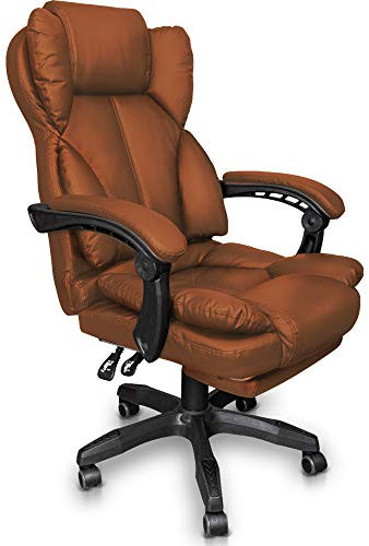 TRISENS Schreibtischstuhl ergonomisch mit Flexibler Rückenlehne & Kopfstütze - Bequemer Bürostuhl für Schreibtisch - Büro Stuhl, Drehstuhl, Chefsessel, Farbe:Braun