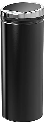 HOMCOM Pattumiera Automatica con Sensore a Infrarossi e Capacità 50L, Pattumiera Cucina in Acciaio e Plastica, Nero, 30.5x30.5x81.5cm