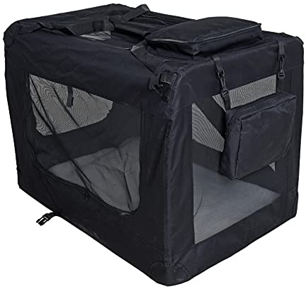 ESTEXO Hundebox Hundetransportbox Transportbox faltbar Reisebox Katzenbox Box Transporttasche Tier-Box Katzentransportbox Autobox (XXL/Schwarz)