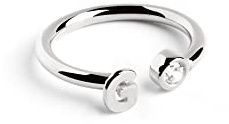 SINGULARU - Anillo Personalizado Letter Diamond Plata - Anillo Ajustable - Plata de Ley 925 con Acabado Baño de Rodio - Talla Unica - Joyas para Mujer - Hecho en España