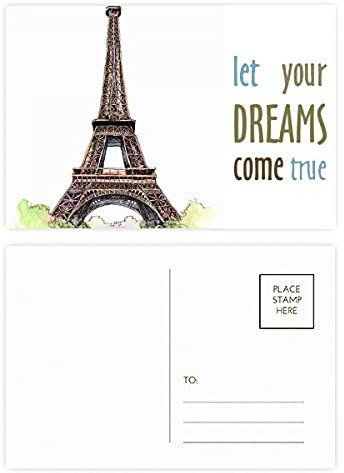 Paris Eiffelturm in Frankreich - Dream Come True, Postkarten-Set Dankeskarten 20 Stück