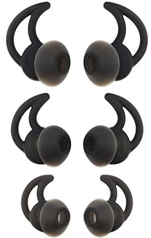 Be In Your Mind 3 Paar Ersatz Ohrstöpsel mit Rutschfester Ohrbügel, In-Ear Geräuschisolierung Ohrstöpsel Kompatibel mit BO-se QC20 QC20i SoundSport SIE2i IE2 IE3 Kopfhörer Schwarz S M L