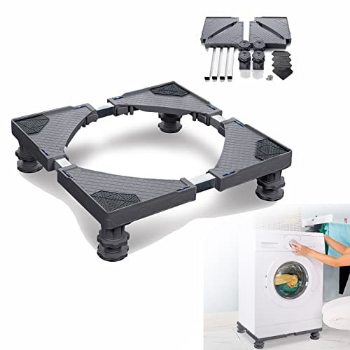 HENGMEI Base de machine à laver réglable Base 4 pieds pour sèche-linge, machine à laver et réfrigérateur (gris)
