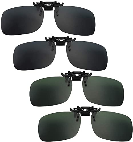 4 Pezzi Clip Occhiali Da Sole Polarizzati, Clip polarizzata Lente Adatta, Occhiali da Sole Polarizzati Clip, Sovraocchiali Sollevabile e Ultraleggero, Flip up Occhiali da Sole per Sport Viaggi Pesca