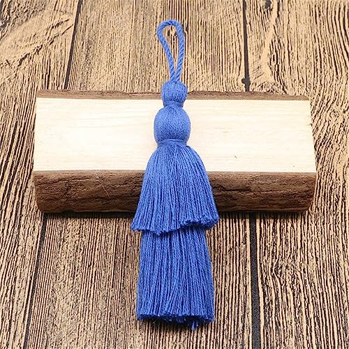 5 pcs 9 cm Bunt Groß Tassel, Quasten AnhäNger Lesezeichen Quasten Boho Troddel Quasten SchlüSselanhäNger MöBel Quasten Dicke Zierquaste Seidenquaste Deko Quaste für DIY Handwerk ZubehöR(Navy blau)