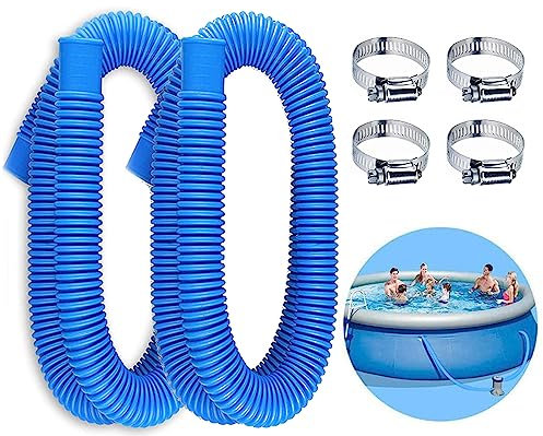 Tubo per Filtro per Piscina,2 Pezzi Tubo di Ricambio per Pompa per Piscina,Tubi di Ricambio 1,5m con 4 Morsetti In Metallo,per Fuori Terra