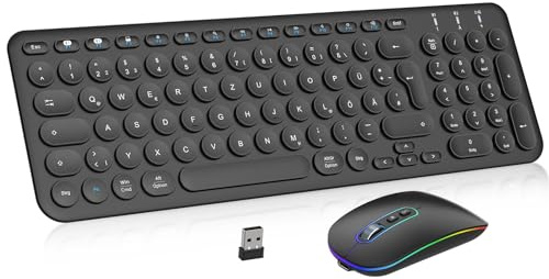 PINKCAT Bluetooth Tastatur Maus Set kabellos, Wiederaufladbare Dualmodus (Bluetooth 5.1+2.4G) Kabellose Tastatur und Maus, Extrem-Dünne Tastatur für Mac, iPad, Apple, Andoid, Windows (Schwarz)