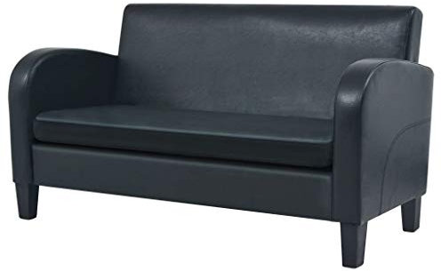 GuyAna 2-Sitzer-Sofa Kunstleder Schwarz Sofa Mit Schlaffunktion Sitzgarnitur Wohnzimmer