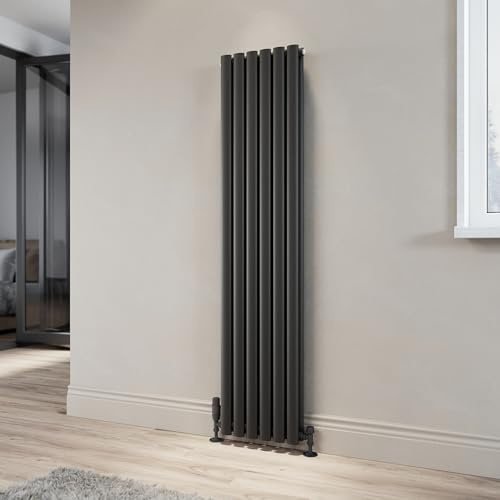 ELEGANT 1600x360mm Modern Vertical Radiator Anthracite Oval Double Panel Designer Radiator Heater