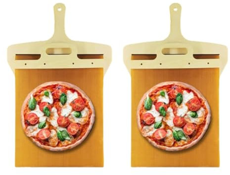 Cetfuro 2Pcs Sliding Pizza Peel-Pala Pizza Scorrevole,Sliding Pizza Shovel, Pizza Transfer Slider,Pizza Peel Slider,Pizza Peel
