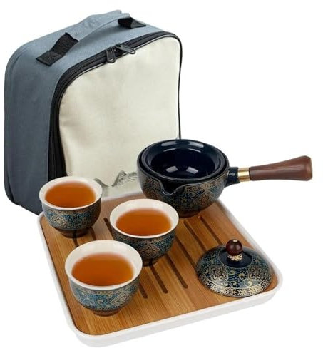ATGQBCF For Puer Porcelain Chinese Gongfu Tea Set Flowers Exquisite Shape 360 Rotation Tea Maker And Infuser Ceramic Tea Cup Travel Tea Set Teapots & Coffee Servers(1 Set)