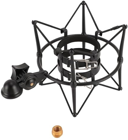 Support Anti-Choc pour Microphones 60 Mm, Clip de Support Anti-Choc pour Microphone à Haute Isolation, Support Anti-Vibration Araignée pour Microphones de Diamètre jusqu'à 60 Mm