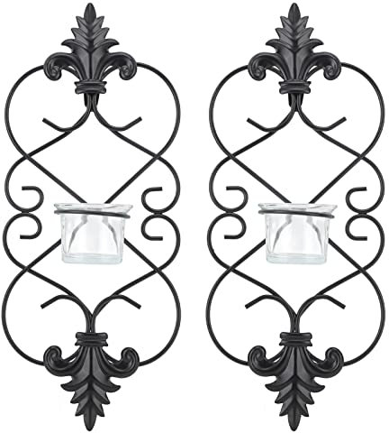 2 Stück Eisen-Wandkerzenhalter, Hängende Wandkerzenhalter für Heimdekoration, Hochzeiten, Veranstaltungen