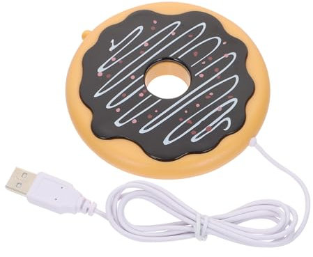 OKUMEYR Dessous De Verre Chauffant USB Pratique Marron Biscuit, Tapis De Tasse Compact en Plastique, Chauffe-Tasse Électrique pour Bureau, Maintien Au Chaud Boisson, Présent Convivial