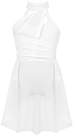 Riismen Kids Girls Ballet Lyrical Dance Dress Halter Cutout Back Leotard Chiffon Tailskirts Dancewear