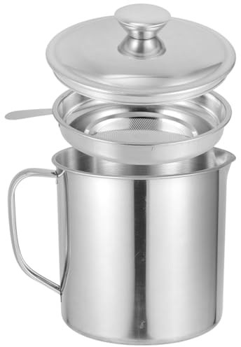 Cabilock Contenedor De Grasa De Tocino Con Filtro De Acero Inoxidable Y Mango Ergonomico Para Cocina 6.7X5.5X5.1 Pulgadas Almacenamiento Y Filtrado De Aceite