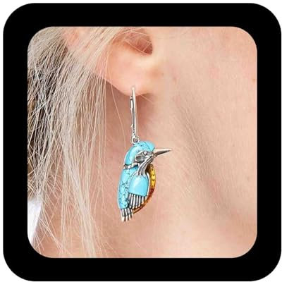 Enautoabs Vintage Erstellt Türkis Vogel Ohrringe Blauen Vogel Reif Ohrringe Eisvogel Vogel Baumeln Ohrringe Niedlichen Vogel Tropfen Ohrringe Schmuck Für Frauen