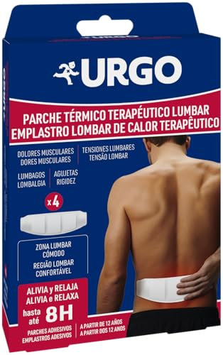 Urgo - Patch termico terapeutico lombare - Indicato per dolori muscolari e articolari - Scatola con 4 cerotti da 9 cm x 28,8 cm