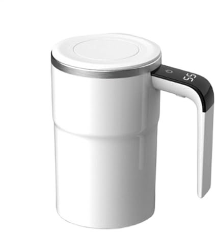 Qzdtue Auto Stir Coffee Mug, Hot Chocolate Mixing Cup, Magnetic Stirring Coffee Pot, Rechargeable Mix Cup, 3.15x5.43 Inc/4.69x4.37x5.79 Inches, Self-Stirring Glass for Milk Tea,