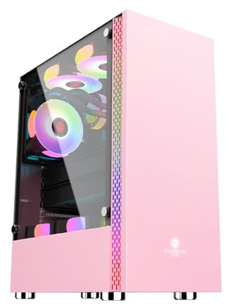 Caja De Computadora De Torre Media ATX, Micro-ATX, Diseño De Vidrio De Doble Curvatura, Estructura De Gabinete Dividida, Soporte De GPU Vertical(Color 1)