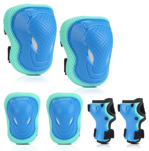BURSUNLY Knieschoner Kinder Schoner Inliner Kinder, Verstellbare Kinder Protektoren, Knie und Ellenbogenschützer für Kinder, Knieschützer für Inliner Fahrrad Skates Rollschuhe