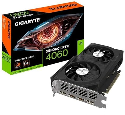 Glowster Carte Graphique Nvidia RTX 4060, 8 Go, Refroidissement WF OC, Haute Performance pour Le Gaming et la Conception Graphique.