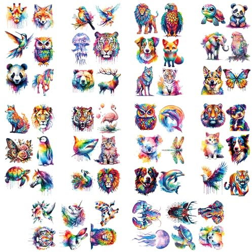 Wasserfarben Tiere Temporäre Tattoos 10 Blatt Bunt Fake Klebe Tattoo Aufkleber Körper Arm Schulter Temporäre Tattoos Aufkleber Persönlichkeit Aquarell Tier Tattoo Aufkleber Für Männer Und Frauen