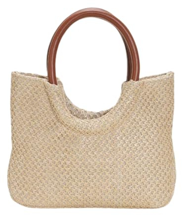 Namzi Braune gewebte Tasche, 1 Stück, niedliche, gewebte Tragetasche mit rundem Griff, stilvolles Grasweb-Design, perfekt für Verabredungen, Freizeitausflüge