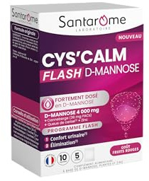 Santarome - Cys'calm D-Mannose Flash - Complément alimentaire confort urinaire - Canneberge, queue de Cerise - 10 sachets - Made In France