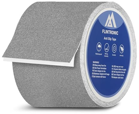 flintronic Halkfri tejp, 100 mm x 5 m trappa halkfria ränder, halkfri tejp, halkskyddande band självhäftande, tung last halkskydd för trappor, vattentät utomhus inomhus