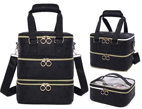 Trousse de Maquillage, BYLife Trois Couche Organisateur De Vernis à Ongles Peut Contenir 60 Bouteilles (15ml), Trousse Cosmétique de Voyage Sac à Cosmétiques Femme