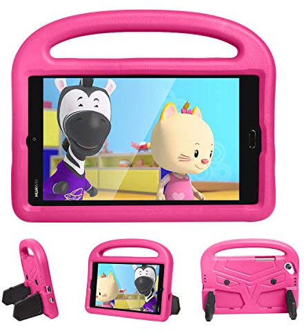 Tablettskydd Tablet Väska till Huawei M3 / T3 T8 Lite 8.0 Silikonväska For barn, For ShockoProof Lightweight Demploop Stand Case, med handtag och kickstand(ROSERED)